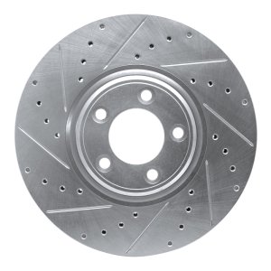 Jaguar VanDEN PLAS Brake Rotor (1) - Front Left - R1 Concepts - Drilled & Slotted - Silver - `03-`05